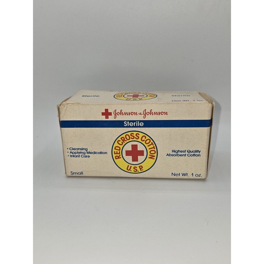 Johnson & Johnson 1980s Red Cross Cotton USP First Aid Advertisement USAโ